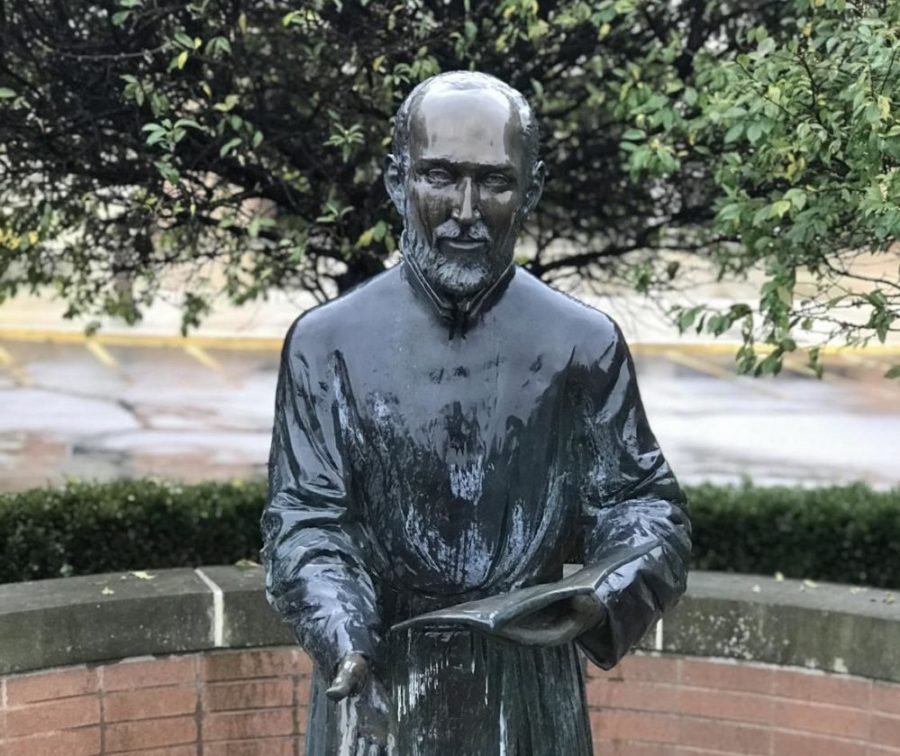 St.+Ignatius+statue+from+Brebeuf+Jesuit+grounds.%0APhoto+Credit%3A+Meredyth+Jones+19%0A