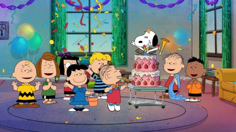 Charlie Brown, Peppermint Patty, Marcie, Schroeder, Snoopy, Linus, Franklin, Lucy and Pig Pen celebrate in season two of “The Snoopy Show.”