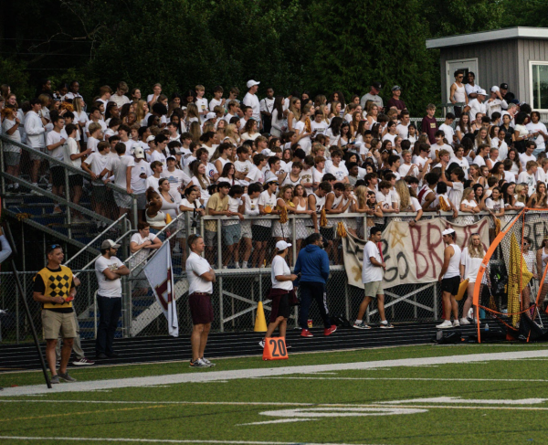 Brebeuf packs the student section during last weeks loss to Bishop Chatard. Although last nights game featured temperatures creeping into the high-90s, many fans still returned in similar magnitude. 