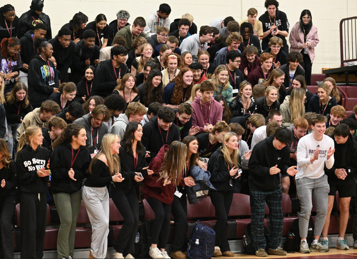 The class of 2025 stomps during their class chant during a previous pep rally in the 2023-2024 school year. 