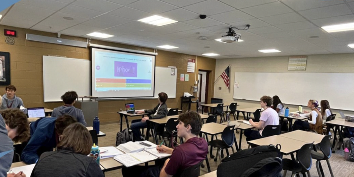 Math club members convene to to play a Kahoot game full of SAT/ACT practice questions.