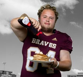 Cian McClamroch '25 tried to acknowledge his position in his photo. "I chose to hold up pancakes because they have significant meaning to an offensive lineman as it typically means you had a really good block," said McClamroch.
