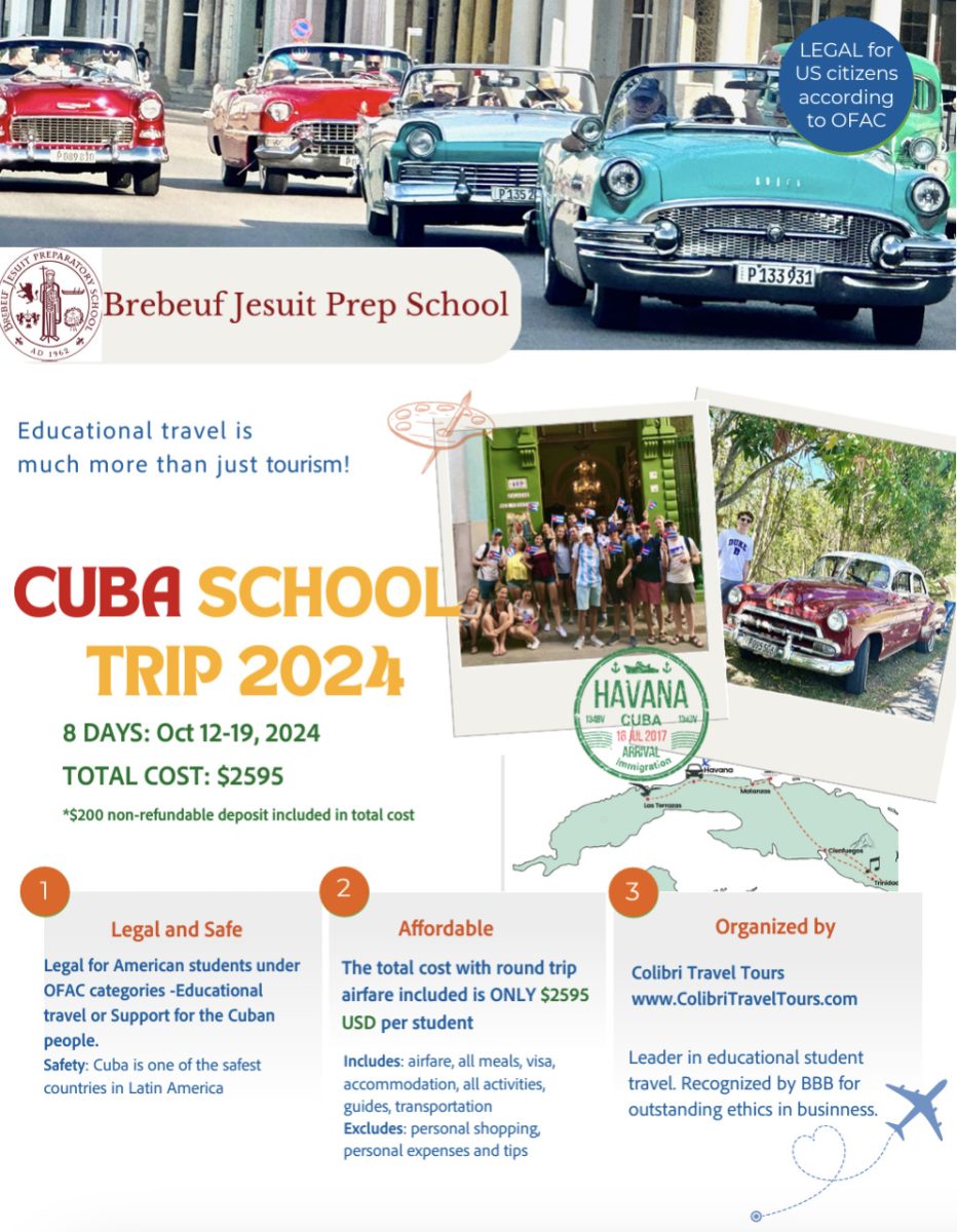 An advertisement for the fall break trip to Cuba, promising students a week's worth of fun. Photo Credit: Colibri Travel Tours
